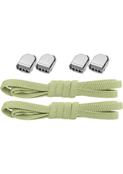 Akıllı Kilitli Ayarlanabilir Yeşil 6 mm Lastik Pratik Bağcık 1 Çift