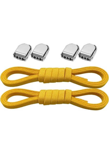 Akıllı Kilitli Ayarlanabilir Sarı 6 mm Lastik Pratik Bağcık 1 Çift