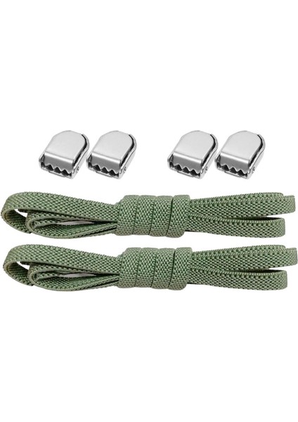 Akıllı Kilitli Ayarlanabilir Haki Yeşil 6 mm Lastik Pratik Bağcık 1 Çift