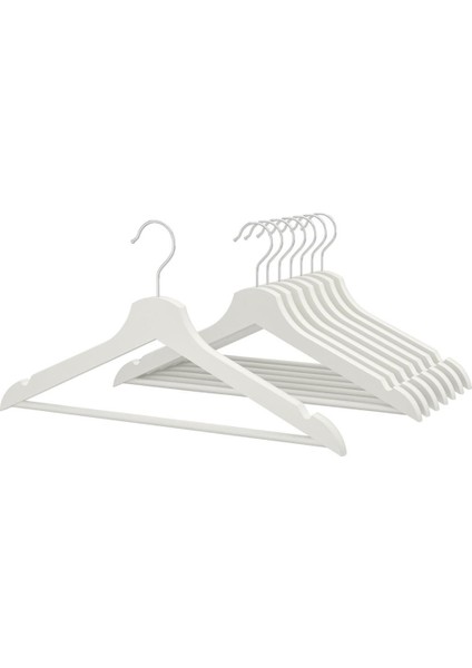 6 Adet Görünümü Beyaz Ahşap Elbise Askısı Büyük Boy En Kaliteli Plastikten Sağlam Ultra Lüx Kalite
