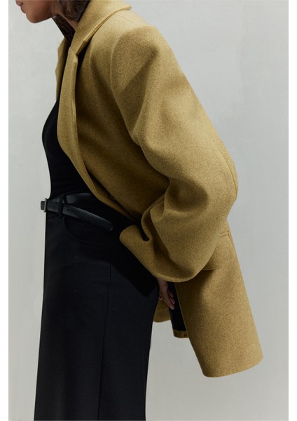 Sarı Gina Kaşe Blazer Ceket modelleri