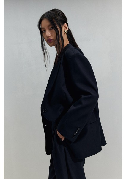 Lacivert Maskülen Blazer Ceket