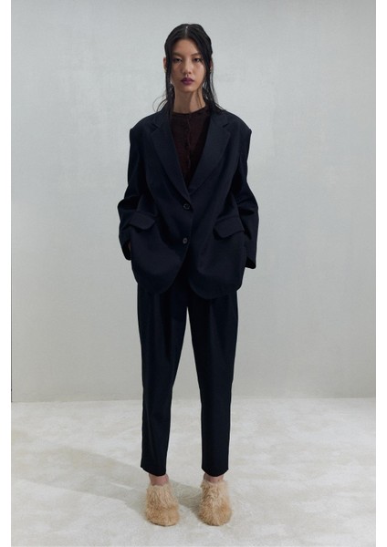 Lacivert Maskülen Blazer Ceket