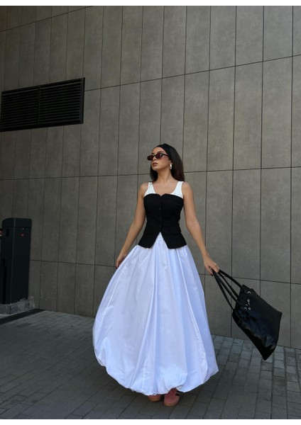 Kadın Beyaz Lastikli Uzun Balon Etek 29004 fiyatları