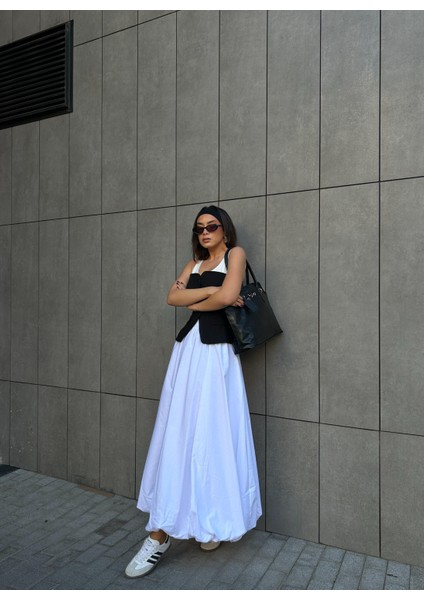 Kadın Beyaz Lastikli Uzun Balon Etek 29004 fırsatları