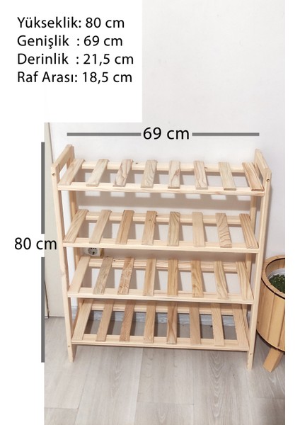 Dekoratif 4'lü Doğal Ahşap Ayakkabılık, Antre, Balkon Düzenleyici Raf modelleri