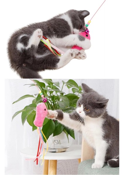 İnteraktif Kedi Tüy Oyuncak Değnek Oyuncak Teaser Sevimli Balık Çıngıraklı Oyun Kovalamaca Egzersizi fiyatları