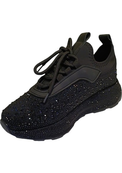 Prens 116-2 Kadın Taşlı Sneaker Ayakkabı Siyah fırsatları