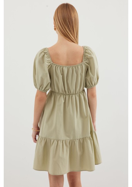 2351 Kloş Poplin Elbise - Çağla
