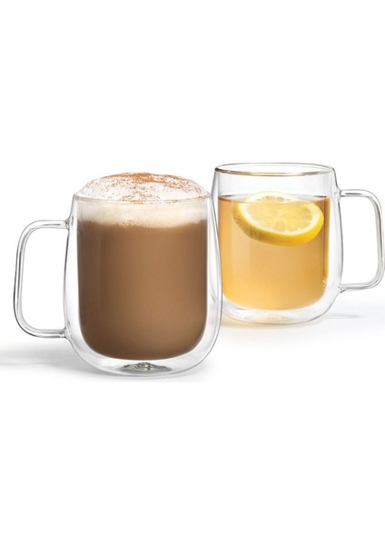 Çift Cidarlı Borosilakat Cam Nescafe, Latte, Filtre Kahve Kupası 250 ml Çay Kupası 2 Adet FF1010
