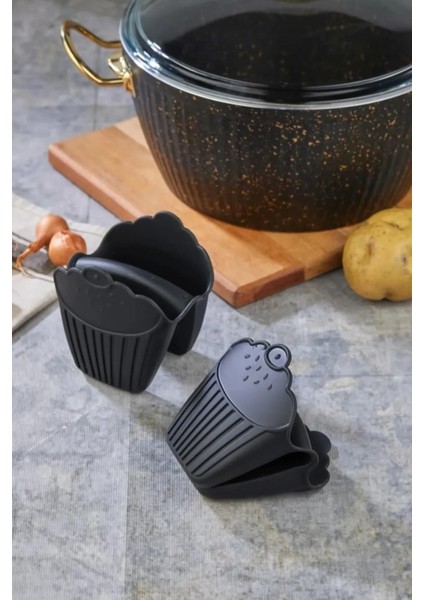 Mikrodalga Fırın Tencere Tepsi Tutucu Silikon Fırın Eldiveni Isı Yalıtımlı – Siyah fiyatları