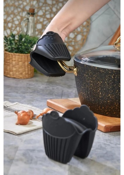 Mikrodalga Fırın Tencere Tepsi Tutucu Silikon Fırın Eldiveni Isı Yalıtımlı – Siyah fırsatları