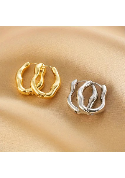 Paslanmaz Çelik Çivili 'u' Dalgalı Küpe - Gold fiyatları