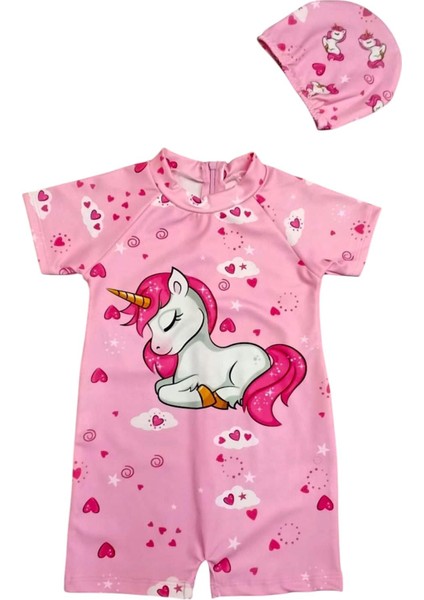 Kızçocuk Unicorn Baskılı Mayo Bone Takım