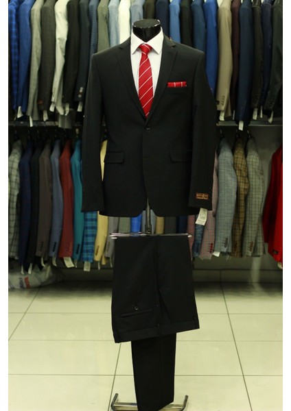 Battal Beden Büyük Boy Klasik Erkek SİYAH Takım Elbise