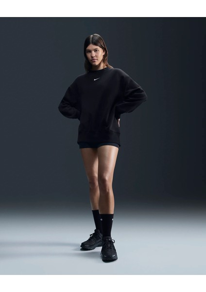 Nike Sportswear Phoenix Fleece Bol Kesimli Sıfır Yaka Kadın Polarlı Siyah Sweatshirt DQ5733-010