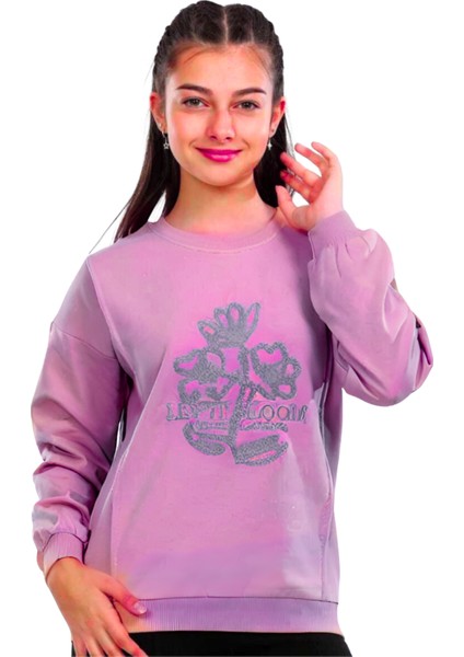 ÇİÇEK NAKIŞLI KIZ SWEATSHIRT