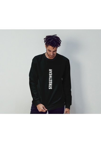 Bisklet Yaka Unisex Uzun Kollu Sweatshirt Baskılı