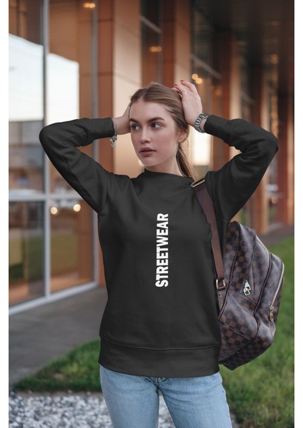 Bisklet Yaka Unisex Uzun Kollu Sweatshirt Baskılı