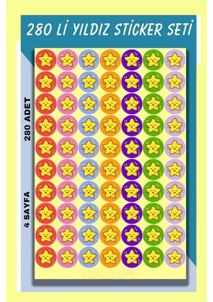 Major Selection Papirus 280 Li Yıldız Sticker Çıkartma , Okul , Tebrik , Kutlama Stickerı , Motivasyon Setleri
