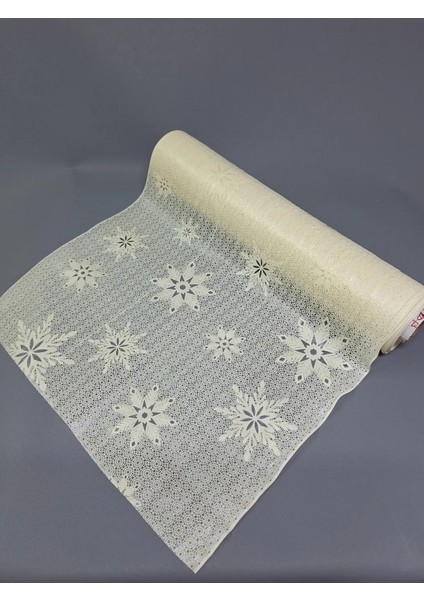 Pvc Küpür Dantel Raf ve Dolap Örtüsü Runner Krem