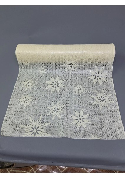 Pvc Küpür Dantel Raf ve Dolap Örtüsü Runner Krem