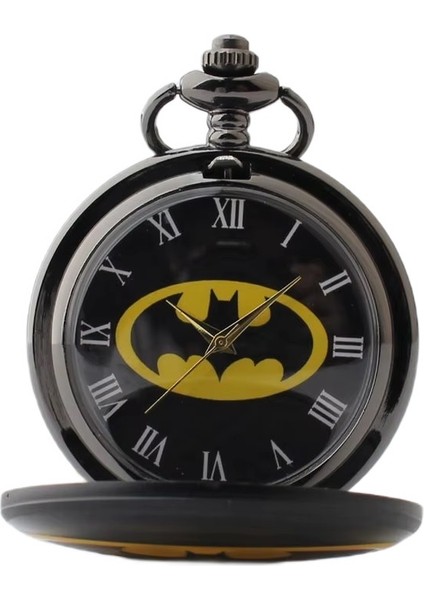 Dc Batman Piano Black Parlak Siyah Köstekli Zincirli Quartz Cep Saati fiyatları