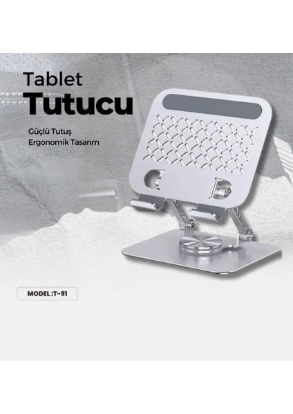 14 Inçe Kadar Uyumlu Metal 360° Dönen Katlanabilir Telefon Bilgisayar ve Tablet Standı Tablet Tutucu