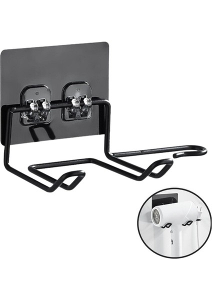 ToptanPerpa Siyah Güçlü Yapışkanlı Fön Makine Askısı Tutucu Banyo Askısı