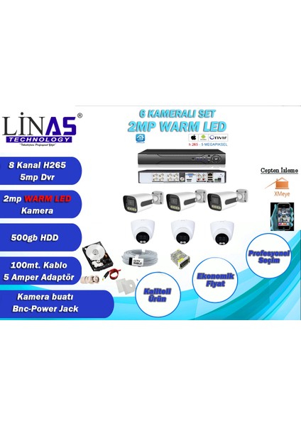 6 Kameralı Ahd Gecesi Renkli Sistem Herşey Dahil Set