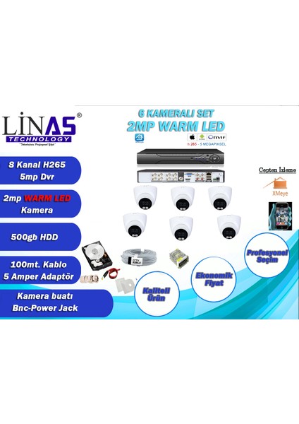 6 Kameralı Ahd Gecesi Renkli Sistem Herşey Dahil Set