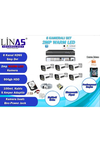 6 Kameralı Ahd Gecesi Renkli Sistem Herşey Dahil Set
