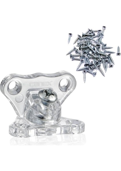 Şeffaf Açılı Çektirme T Bağlantı %100 Kırılmaz Dolap Raf Çekmece Sabitleme 12 Adet-Vida 48AD.