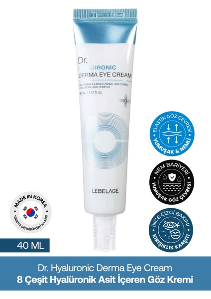 8 Çeşit Hyalüronik Asit İçeren Yoğun Nemlendirici Göz Kremi - Dr. Hyaluronic Derma Eye Cream