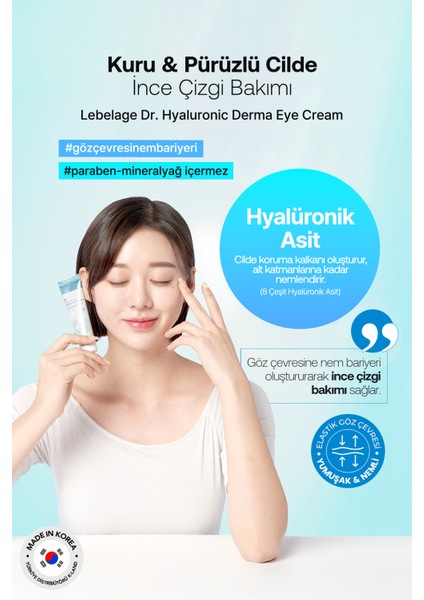 8 Çeşit Hyalüronik Asit İçeren Yoğun Nemlendirici Göz Kremi - Dr. Hyaluronic Derma Eye Cream fiyatları