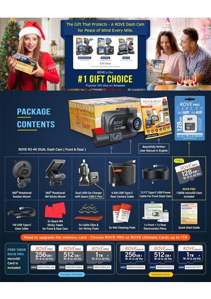 R2-4k Dual Dash Cam, Ön ve Arka Kamera, 4K 2160P, Starvıs 2 Sensör, 24S Park fiyatları