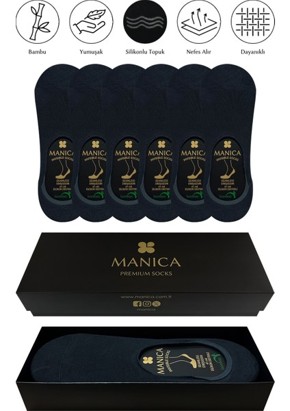 Erkek Bambu Babet Çorap 6 Çift - Füme