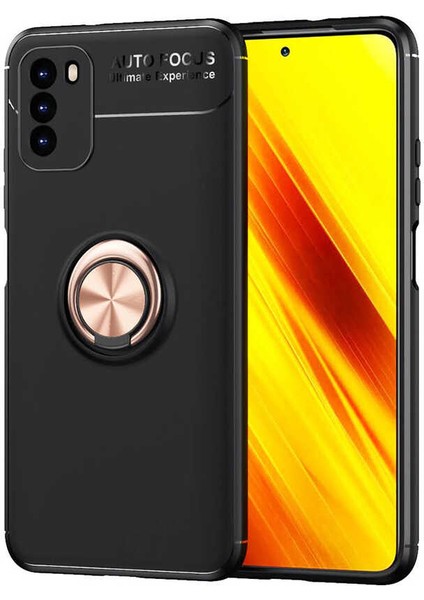 Xiaomi Poco M3 Kılıf Zore Ravel Silikon Kapak-Siyah-Rose Gold