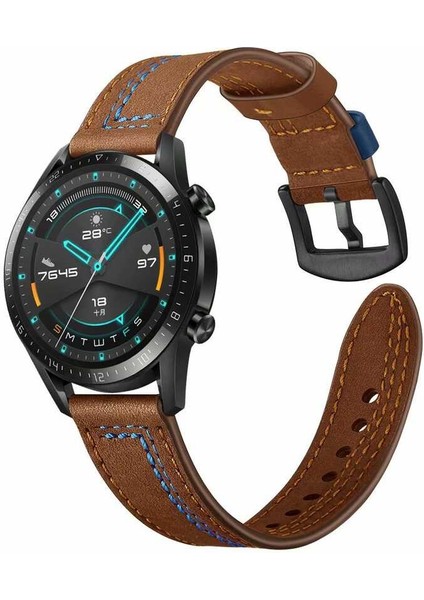 Gear S3 (22MM) Uyumlu Krd-19 Deri Kordon Zore - Siyah