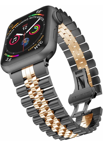 Watch Ultra 49MM Kordon Uyumlu Krd-36 Metal Strap Kayış Zore - Gümüş-Siyah