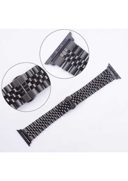 Watch Ultra 49MM Kordon Uyumlu Krd-36 Metal Strap Kayış Zore - Gümüş-Siyah