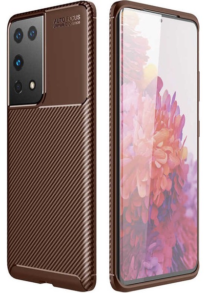 Galaxy S21 Ultra Kılıf Negro Silikon Kapak-Kahverengi
