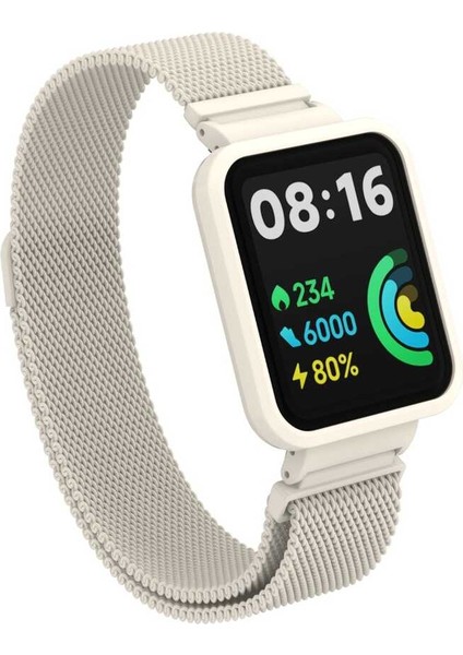 Xiaomi Redmi Watch 2 Lite Uyumlu Krd-58 Metal Kordon Zore - Krem