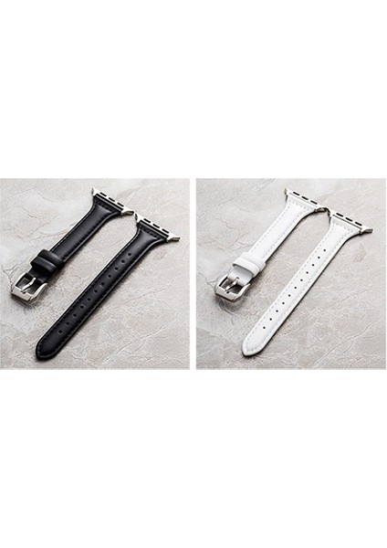 ​​​watch 38MM Uyumlu Krd-28 Deri Kordon Zore - Beyaz indirimleri