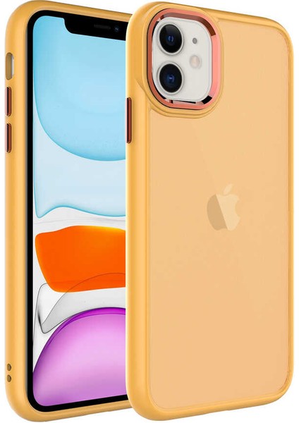 Apple iPhone 11 Kılıf Buzlu Sert Pc May Kapak-Turuncu