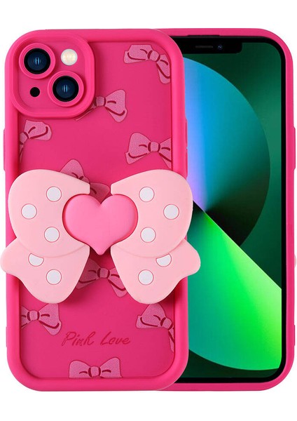 Apple iPhone 13 Kılıf Kamera Korumalı Figür Tasarımlı Zore Kapya Kapak-Pembe Koyu