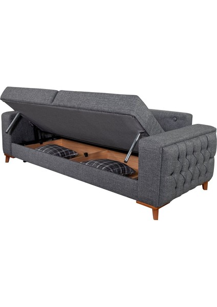 Nola Üçlü Kanepe & Bazalı Yataklı Koltuk - Antrasit Keten Kumaş fiyatları