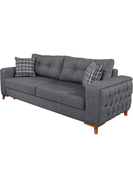 Nola Üçlü Kanepe & Bazalı Yataklı Koltuk - Antrasit Keten Kumaş indirimleri