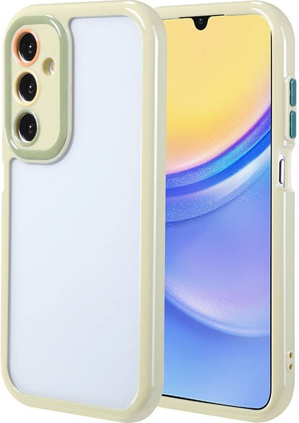 Galaxy A15 Kılıf Kamera Korumalı Renkli Kenar ve Çerçeve Tasarımlı Vitamin Kapak-Yeşil