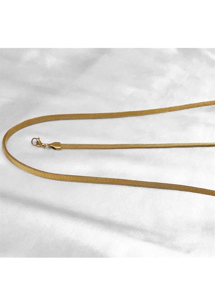 Gold Renk Italyan Model 319L Hasır Çelik Kolye&bileklik Set